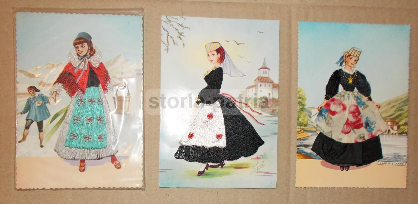 Abruzzo, Scanno, Arte E Folklore, Costumi Popolari, Veduta Con Lago, Con Tessuti Fili immagine 3