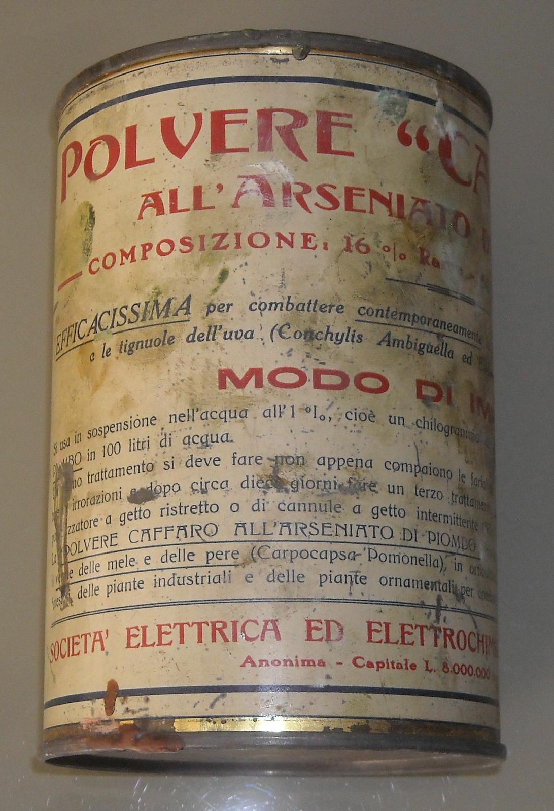 Agraria, Enologia, Viticoltura, Peronospora, Polvere Caffaro, Latta Pubblicitaria immagine 3