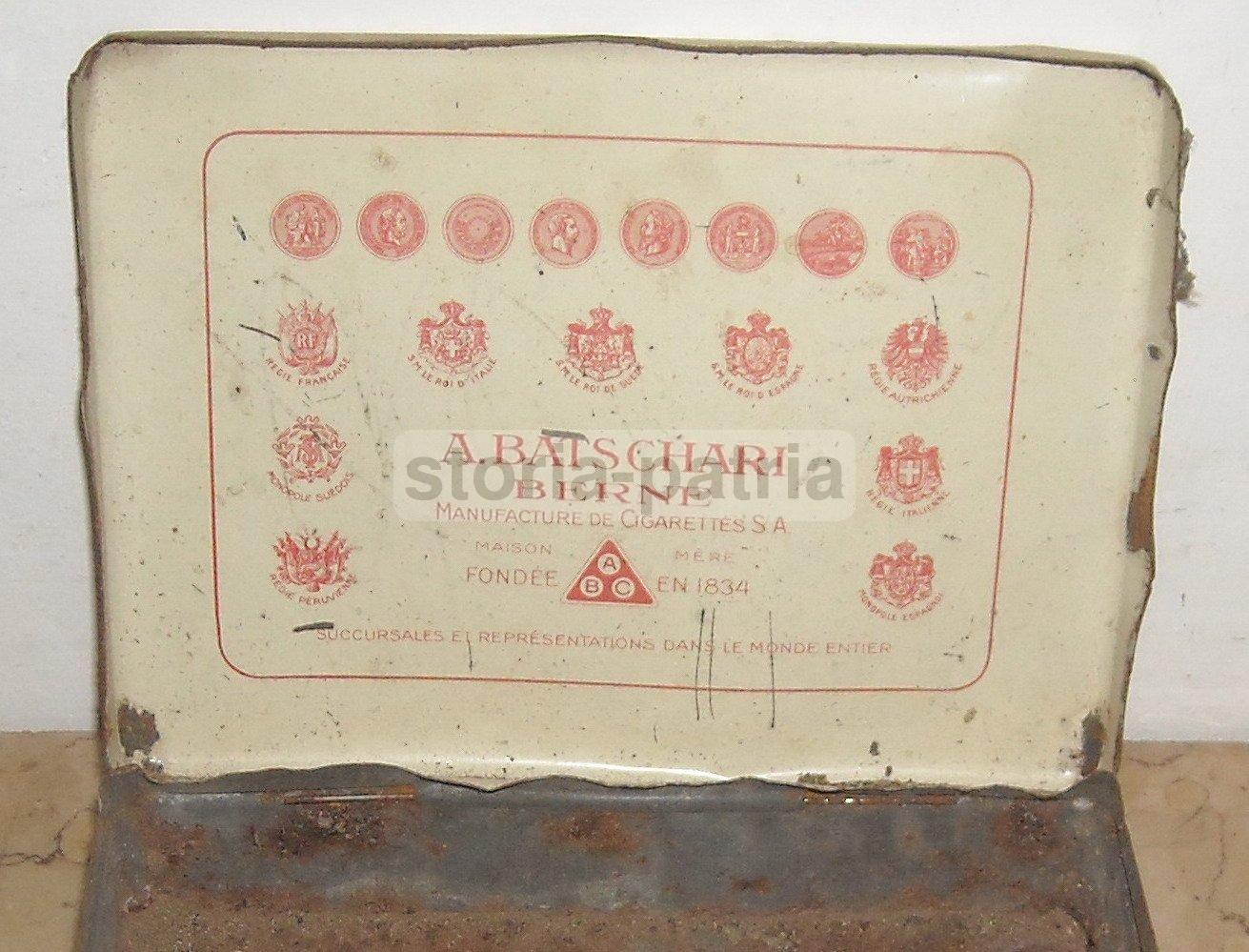 Araldica, Berna, Batschari, Antico Astuccio Metallico, Pubblicitario, Tabacchi, Savoia immagine 1