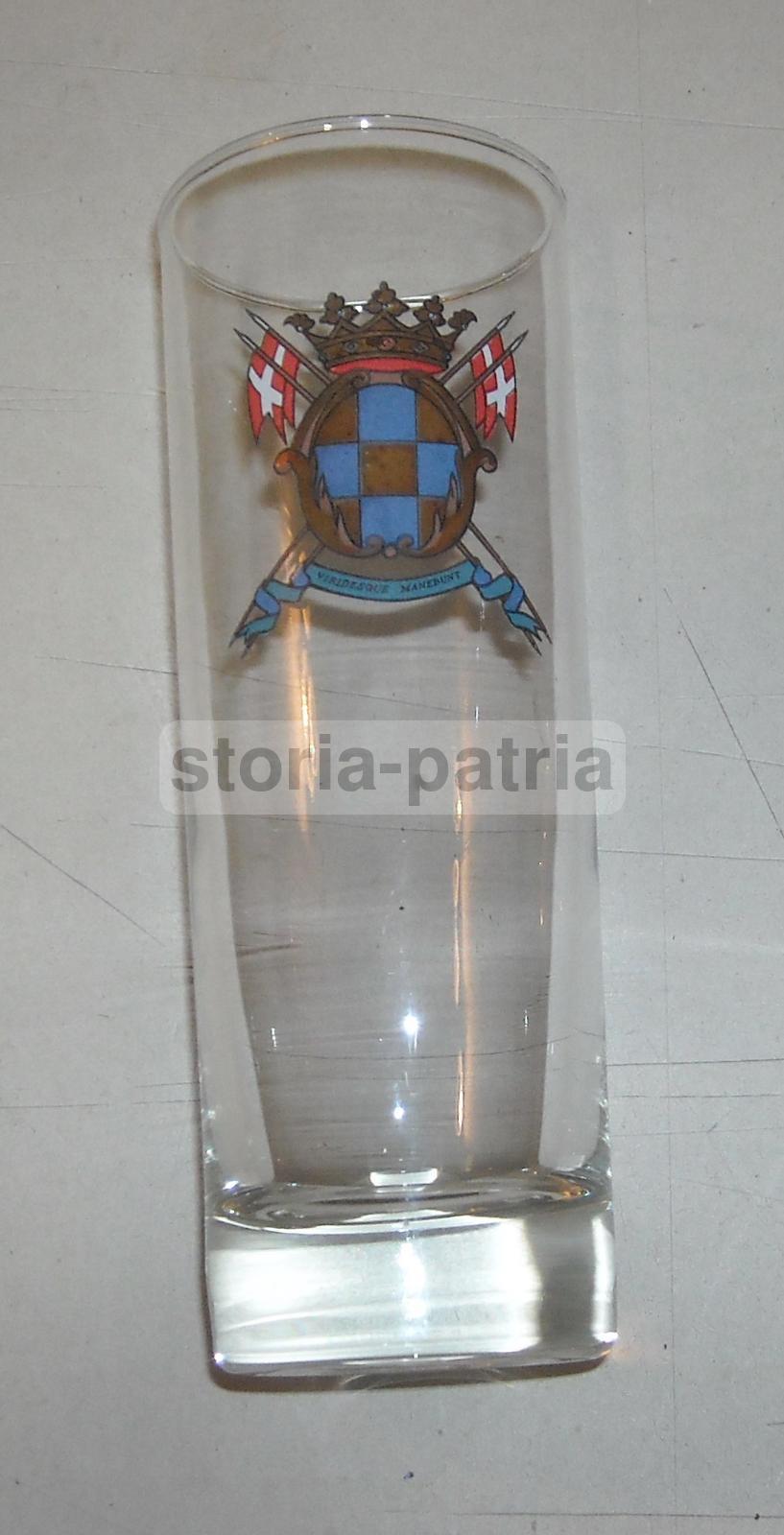 Araldica, Grazioso Bicchiere In Vetro, Stemma Araldico Coronato E Con Bandiere immagine 1