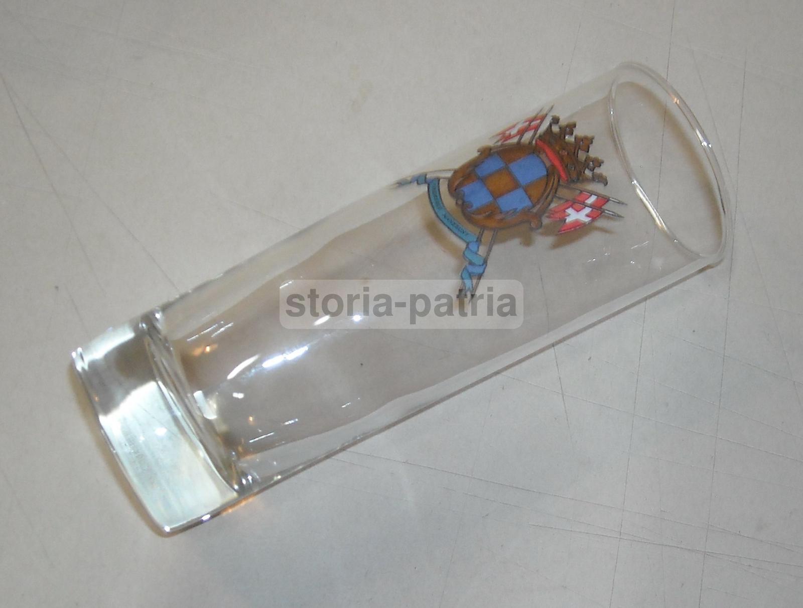 Araldica, Grazioso Bicchiere In Vetro, Stemma Araldico Coronato E Con Bandiere immagine 2