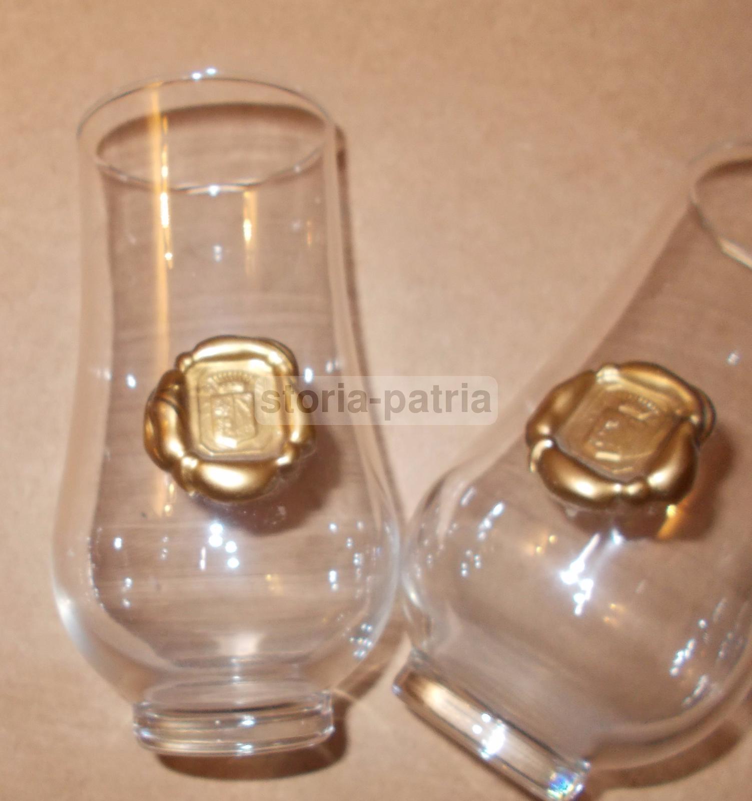 Araldica, Vetri Da Collezione, Coppia Di Bicchieri, Inusuali, Con Sigilli In Rilievo immagine 2