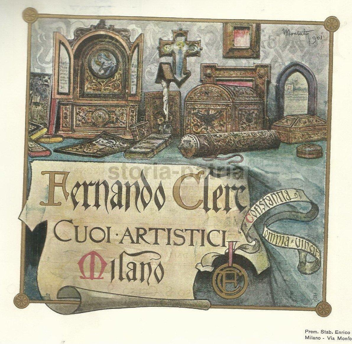 Arte, Artigianato, Cuoi Artistici, Armando Clerc, Milano, Rara Pubblicitaria, Bonetti immagine 1