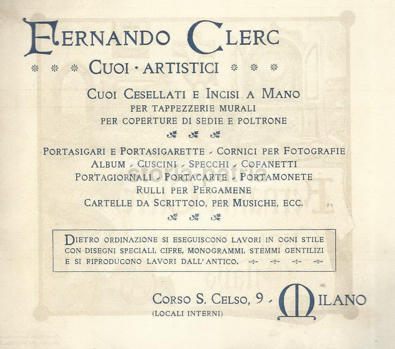 Arte, Artigianato, Cuoi Artistici, Armando Clerc, Milano, Rara Pubblicitaria, Bonetti immagine 2