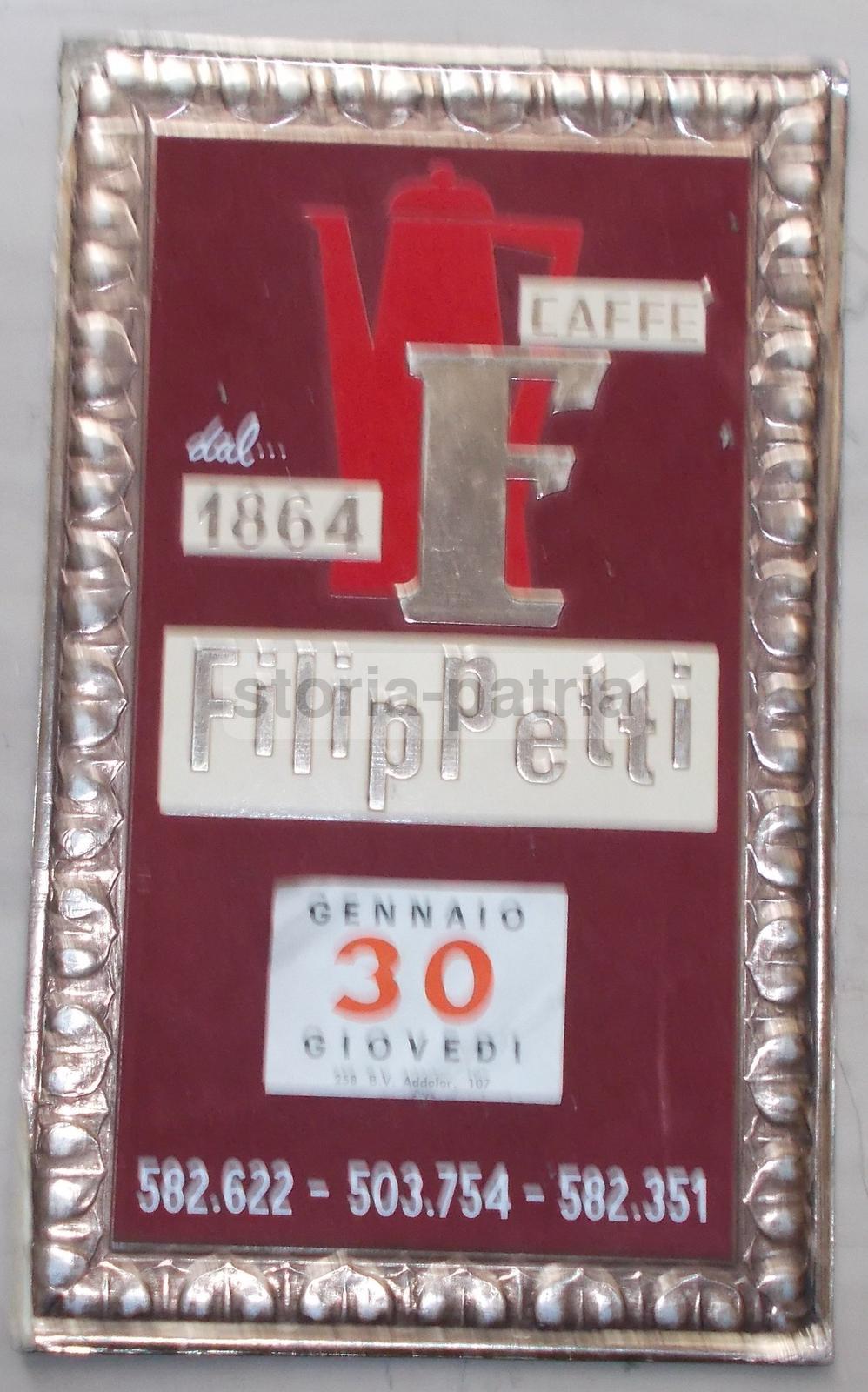 Bar, Caffetteria, Caffe, Caffettiera, Vecchio Cartone Pubblicitario, Filippetti immagine 1