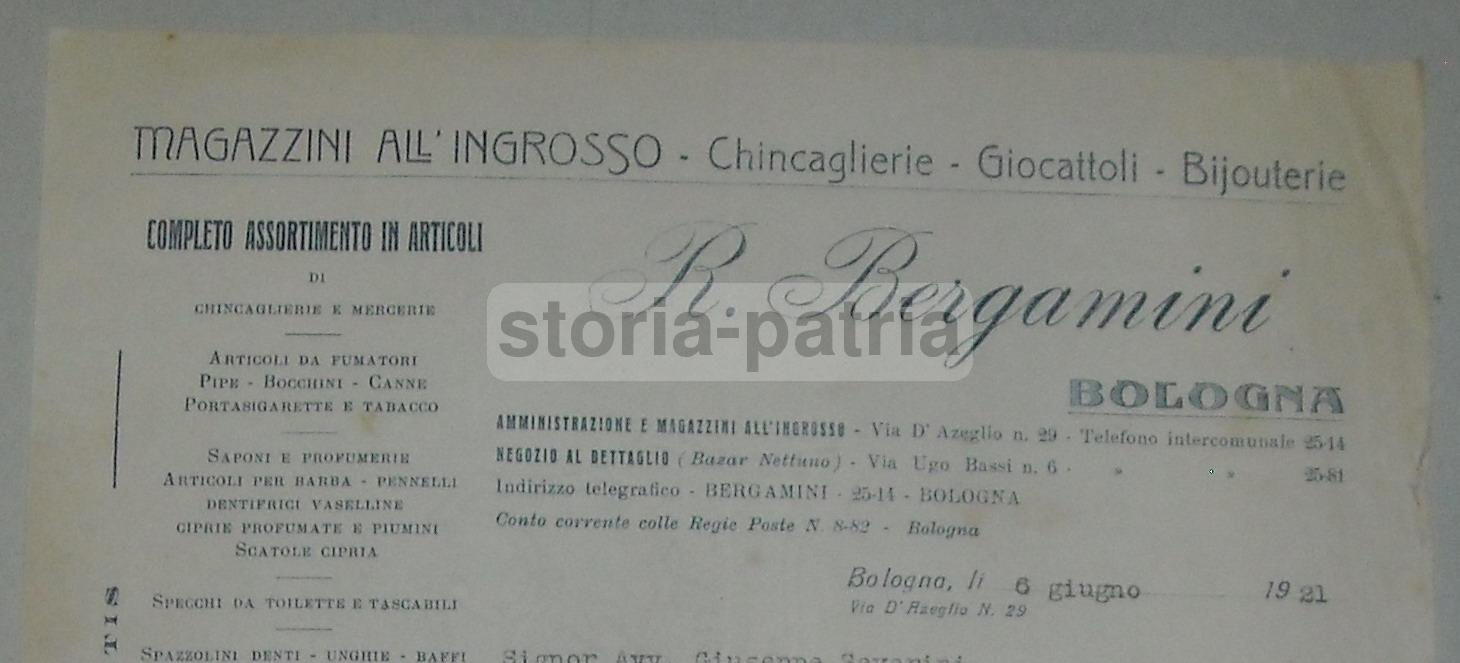 Bologna, Antica Pubblicitaria, Carta Da Lettera Intestata, Giocattoli, Chincaglierie immagine 1