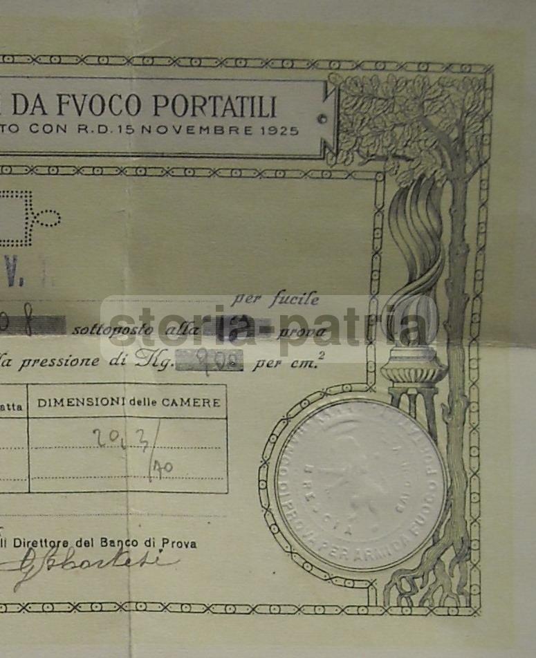 Brescia, Gardone, Sport, Caccia, Beretta, Certificato Di Prova Di Banco, Attestazione immagine 1