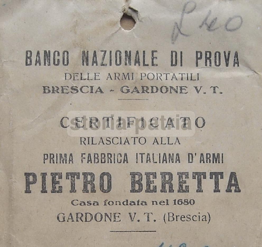 Brescia, Gardone, Sport, Caccia, Beretta, Certificato Di Prova Di Banco, Attestazione immagine 3