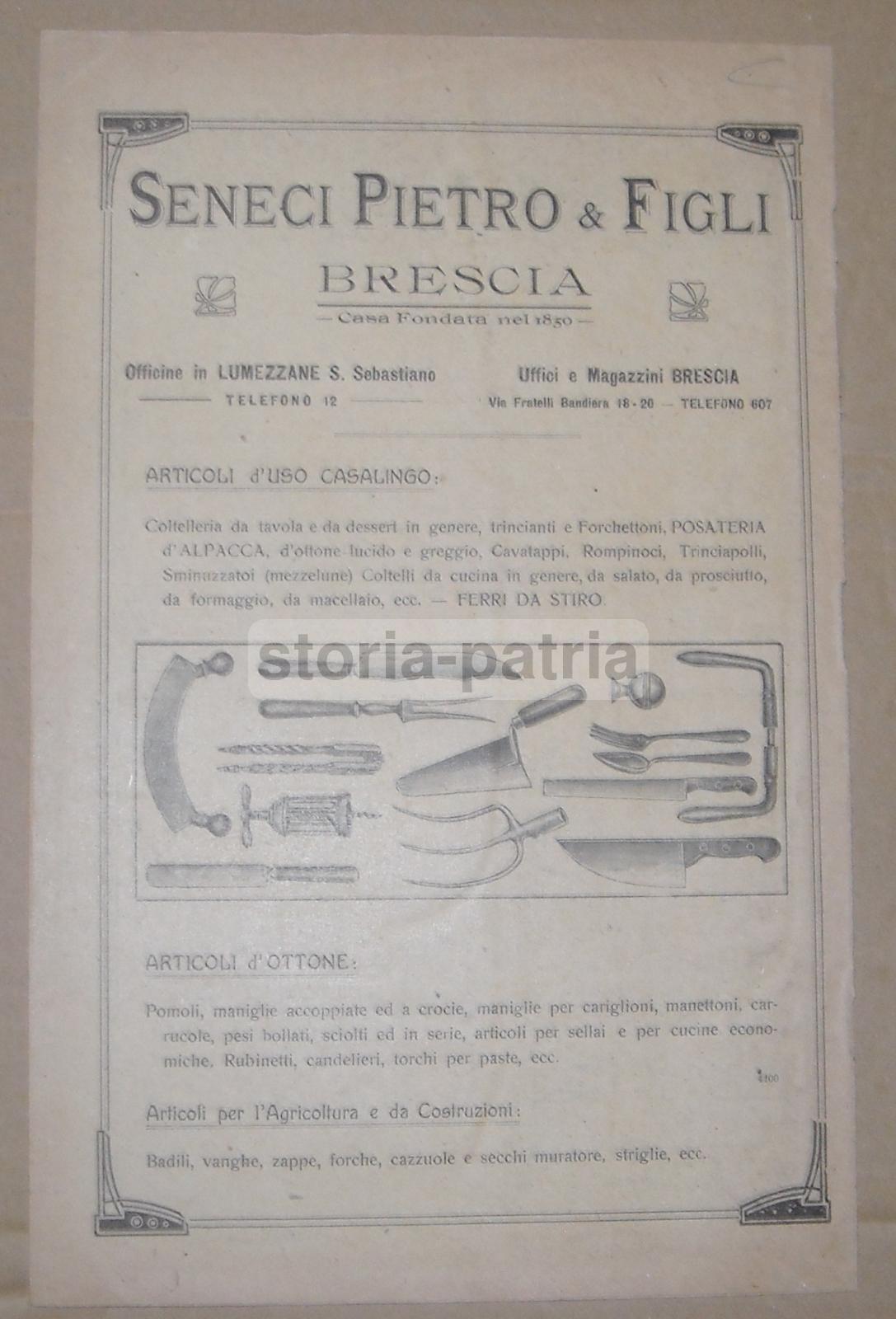 Brescia, Seneci, Casalinghi, Posateria, Tipografia Marsano, Genova, Legnami Citelli immagine 1