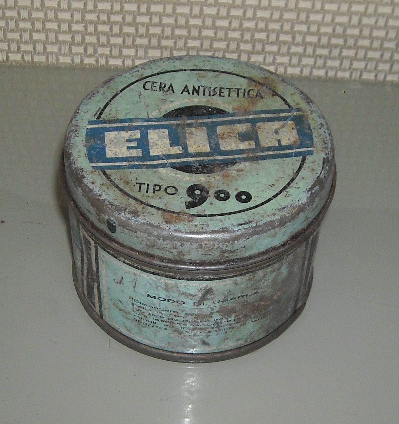 Cera Antisettica, Chimica, Cereria Societa Elica, Vecchio Barattolo Pubblicitario immagine 1