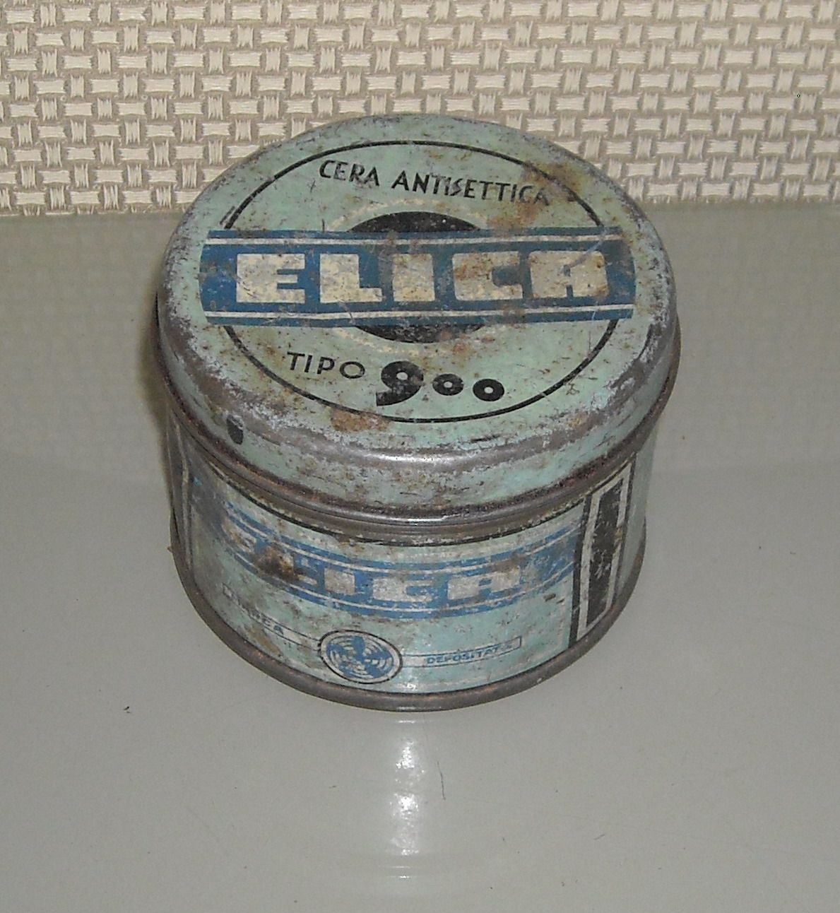 Cera Antisettica, Chimica, Cereria Societa Elica, Vecchio Barattolo Pubblicitario immagine 2