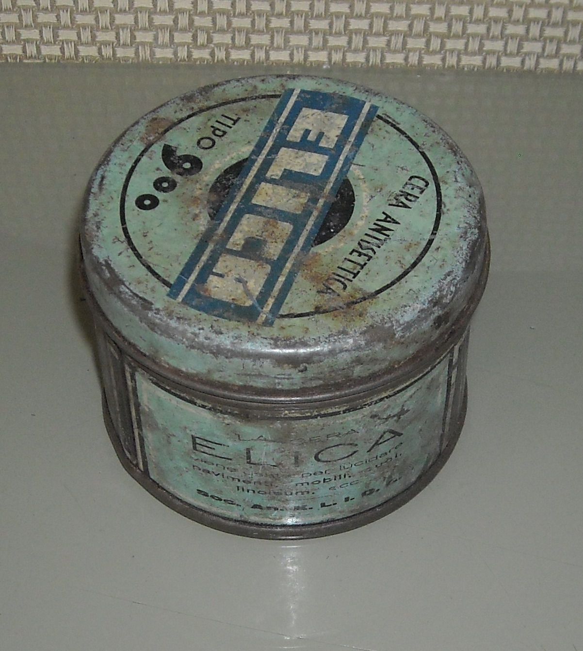 Cera Antisettica, Chimica, Cereria Societa Elica, Vecchio Barattolo Pubblicitario immagine 4