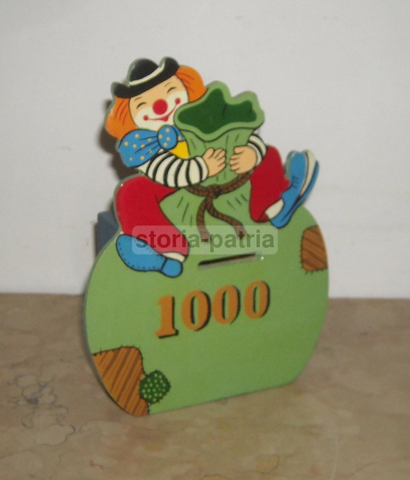 Circo, Clown, Grazioso Pagliaccio, Risparmio, Monete, Salvadanaio Da Collezione, Legno immagine 1