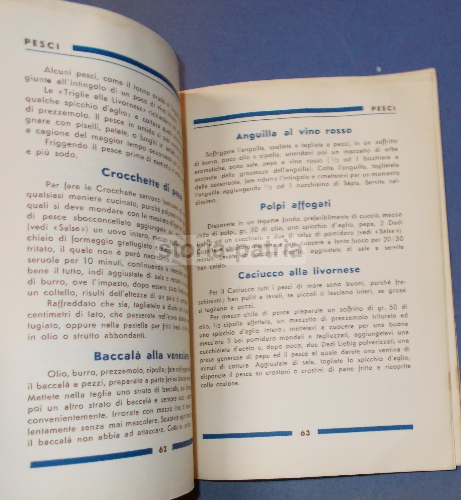 Cucina, Gastronomia, Ricette, Ricettario d'Epoca, Carni, Pesce, Liebig, Pubblicitaria immagine 2