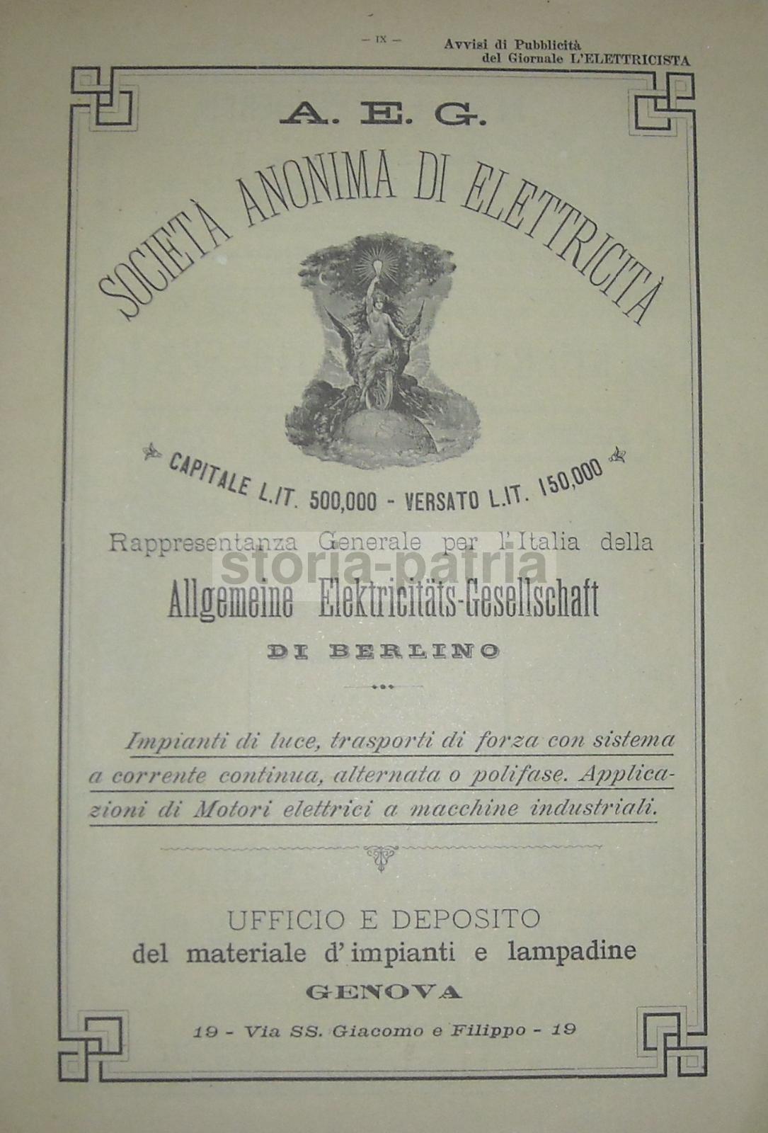 Elettricita, Aeg, Berlino, Impiantistica, Lampadine, Genova, Schacherer, Foltzer, Meina immagine 1