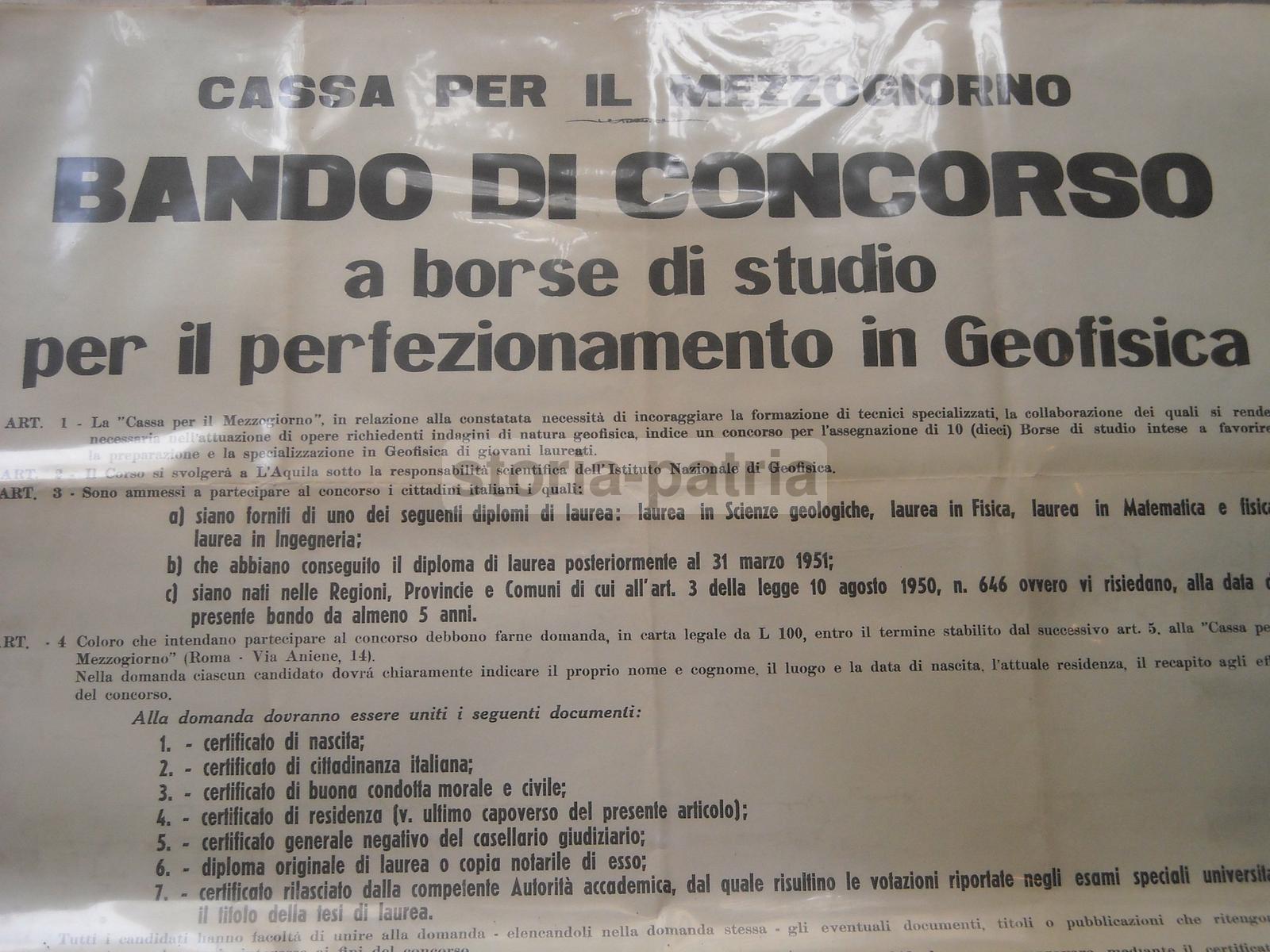 Geologia, Geofisica, Fisica, Abruzzo, Laquila, Bando Concorso, Manifesto d'Epoca, 1955 immagine 1