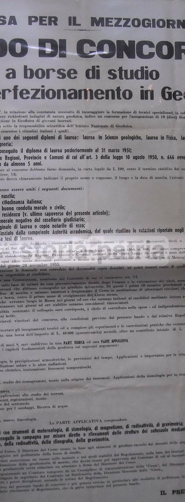 Geologia, Geofisica, Fisica, Abruzzo, Laquila, Bando Concorso, Manifesto d'Epoca, 1955 immagine 2