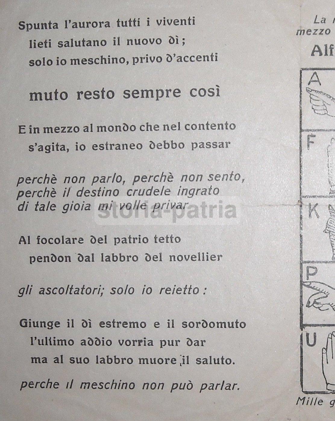 Linguaggio Dei Segni, Sordomuti, Sordomutismo, Alfabeto Figurato, Propagandistico immagine 1