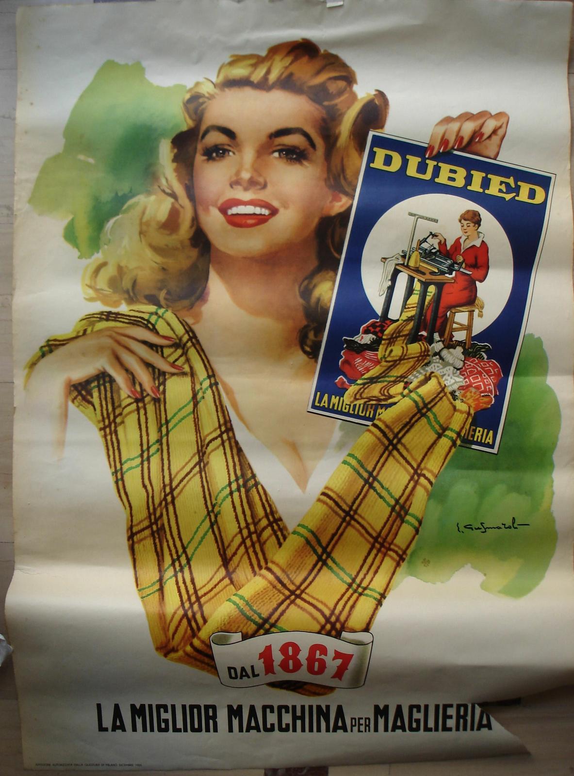 Macchine Per Maglieria, Sartoria, Grande Bellissimo Manifesto, Dubied, Decorativo immagine 5