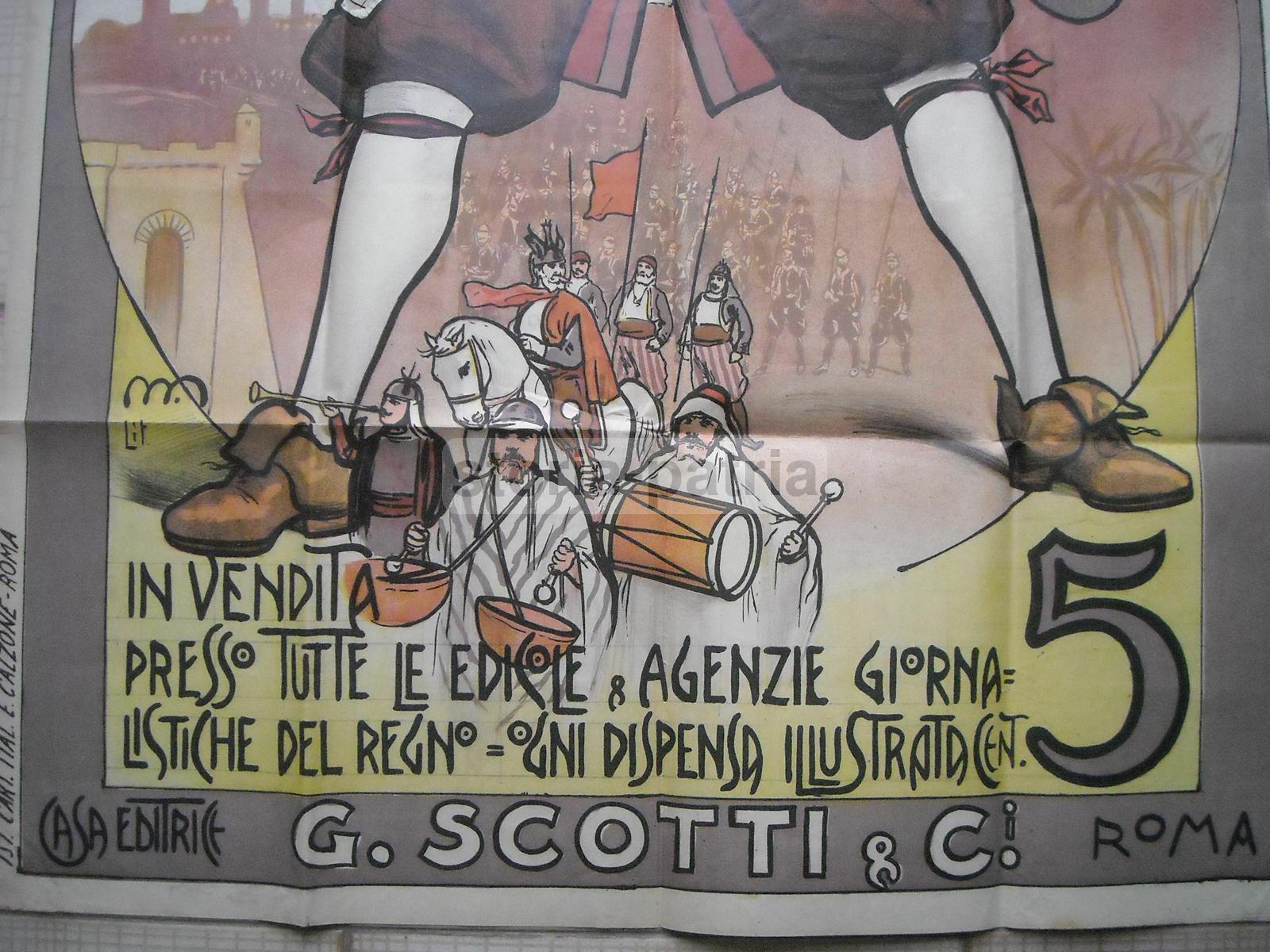 Magnifico Manifesto Pubblicitario A Colori, Gulliver, Viaggi, Scotti, Roma, Calzone immagine 4