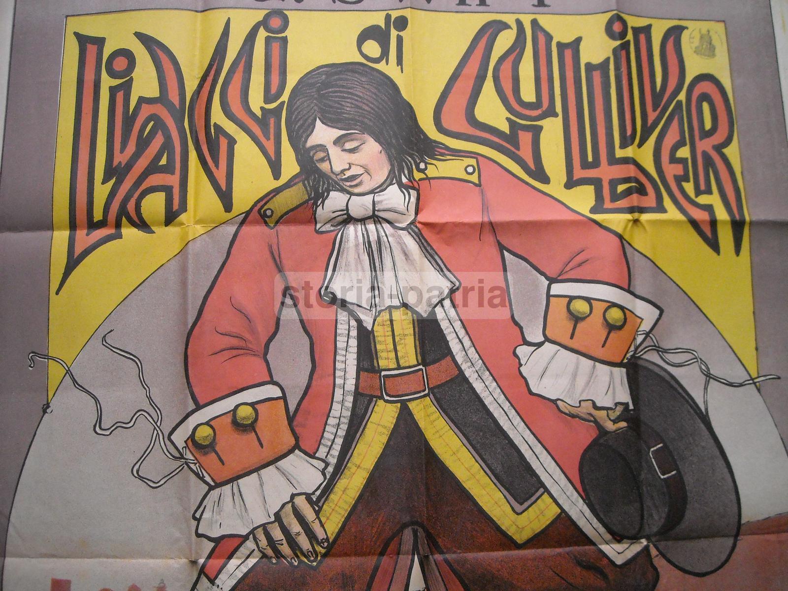 Magnifico Manifesto Pubblicitario A Colori, Gulliver, Viaggi, Scotti, Roma, Calzone immagine 6