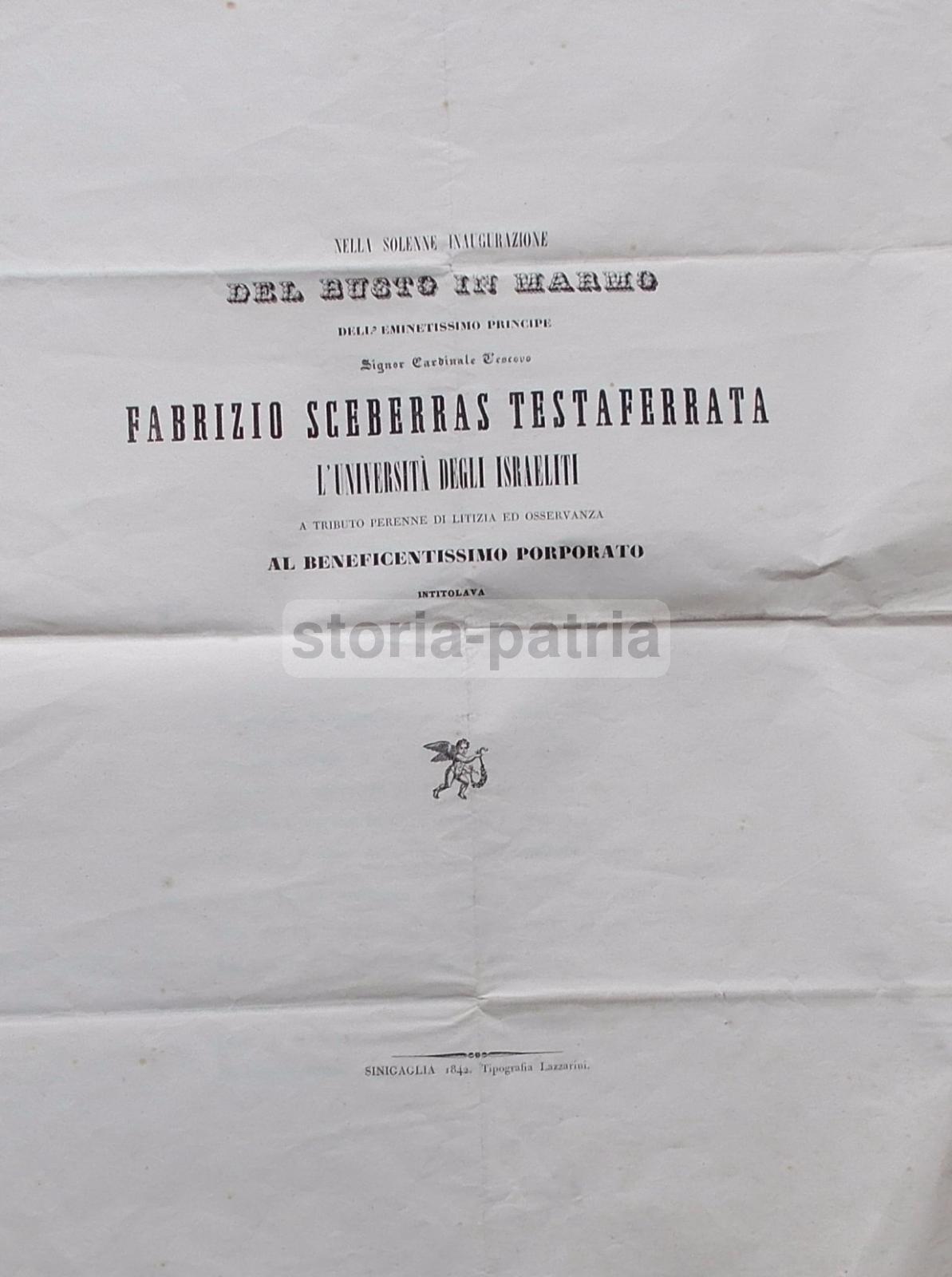 Marche, Senigallia, Testaferrata, Universita Degli Israeliti, Rara Edizione, 1842 immagine 1