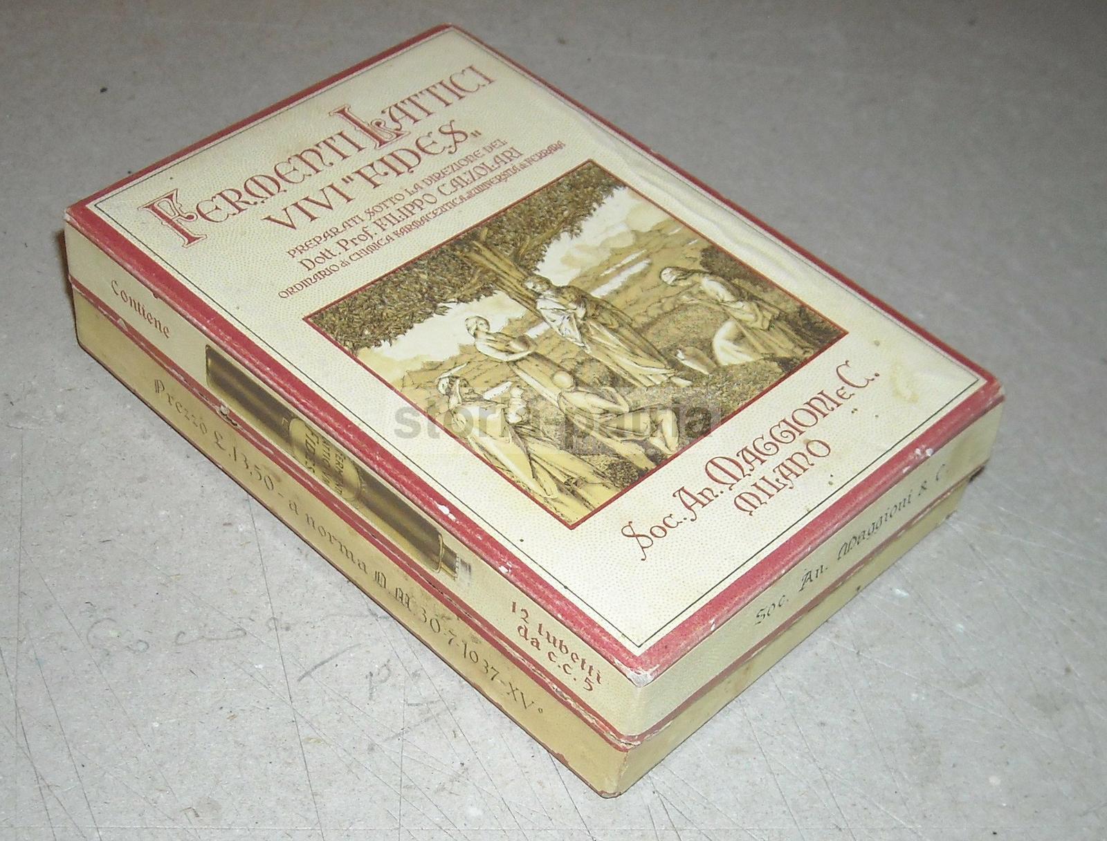 Medicina, Farmaceutica, Calzolari, Astuccio Pubblicitario, Fermenti Lattici, Milano immagine 1