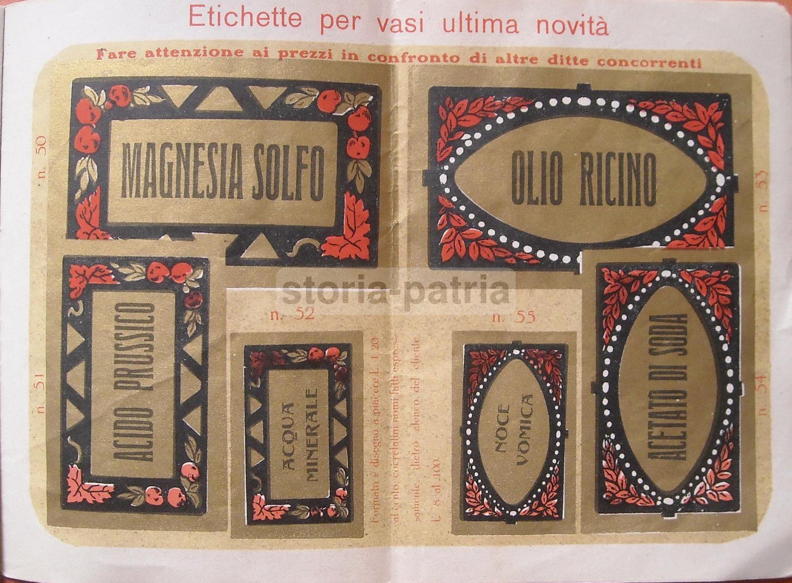 Medicina, Farmacia, Etichette Farmaceutiche, Ricino, Santonina, Cividale, Grilli, Biagi immagine 1
