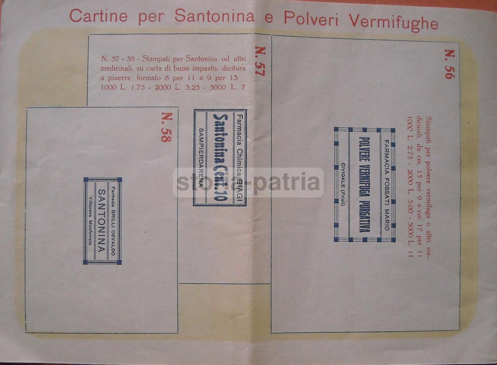 Medicina, Farmacia, Etichette Farmaceutiche, Ricino, Santonina, Cividale, Grilli, Biagi immagine 2