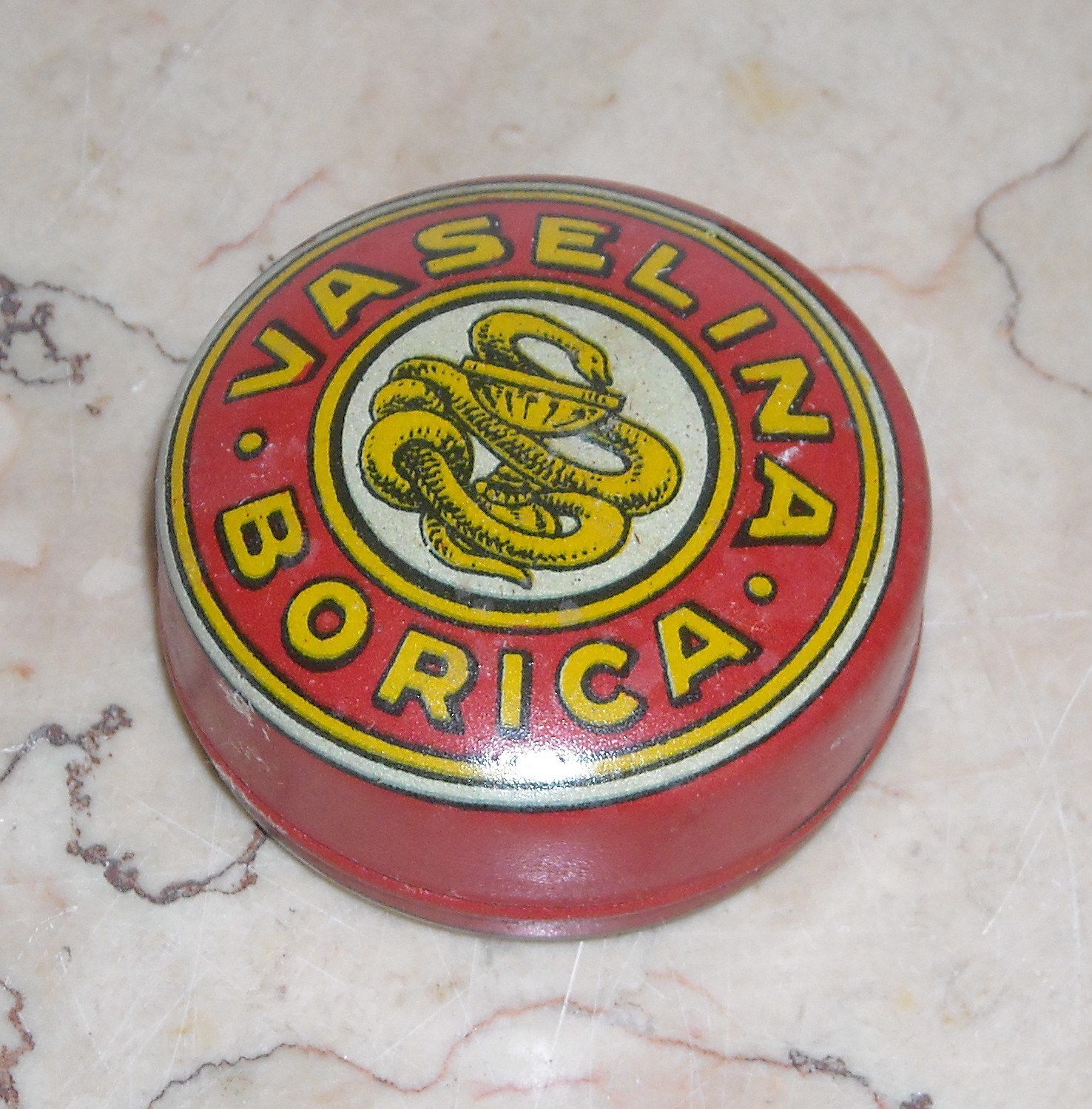 Medicina, Farmacia, Farmaceutica, Vasellina Borica, Astuccio d'Epoca, Pubblicitario immagine 1