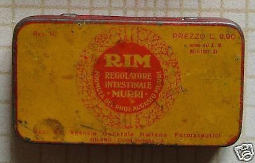 Medicina, Farmacia, Lassativo, Rim, Astuccio d'Epoca, Pubblicitario, Murri immagine 1