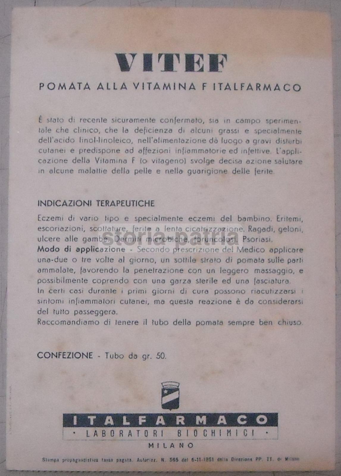 Medicina, Farmacia, Pubblicitaria Farmaceutica, Eritemi, Psoriasi, Eczemi, Vitef, Vit F immagine 2