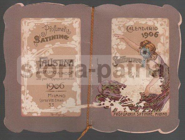 Milano, Profumeria Satinine, Bellissimo Calendarietto, Pubblicitario, Artistico, 1906 immagine 2