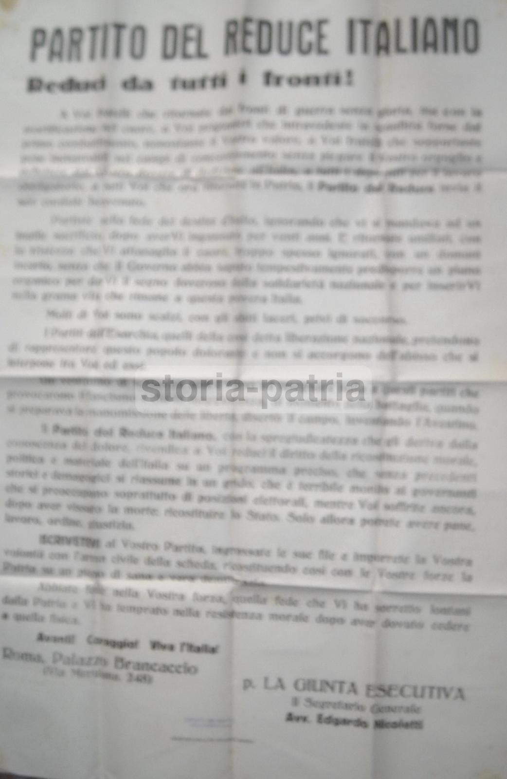 Militaria, Guerra, Prigionieri, Reduci, Elezioni Politiche, Nicoletti, Pubblicitaria immagine 2