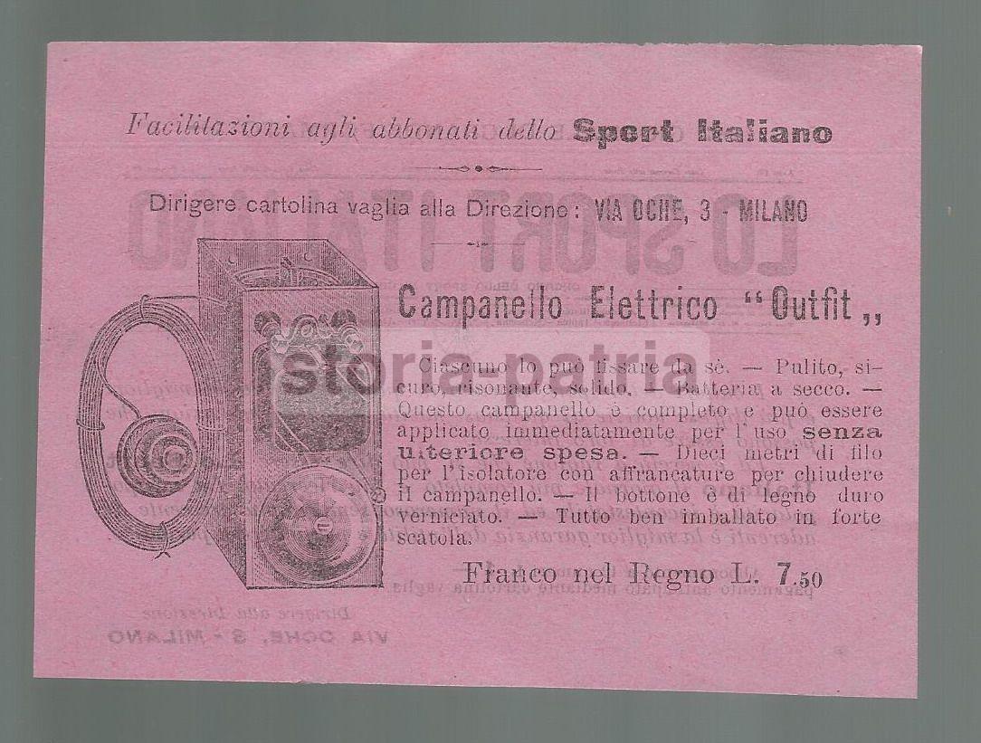 Mini Volantino Pubblicitario, Campanello Elettrico Outfit, Sport Italiano, d'Epoca immagine 2