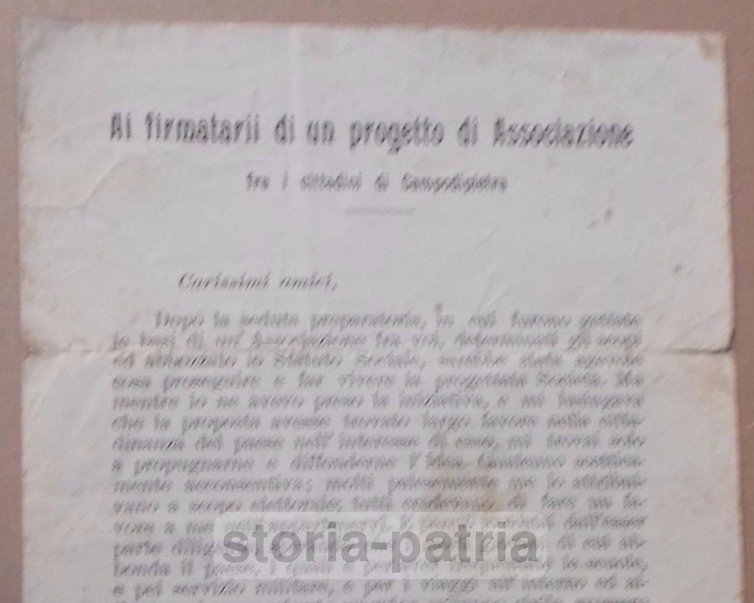 Molise, Campobasso, Campodipietra, Associazionismo, Storia Locale, Volantino d'Epoca immagine 1