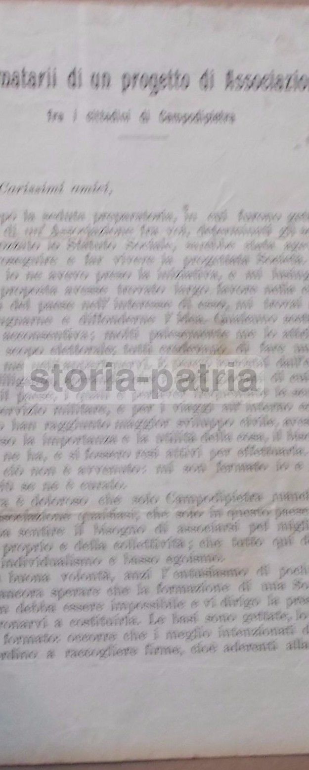 Molise, Campobasso, Campodipietra, Associazionismo, Storia Locale, Volantino d'Epoca immagine 2