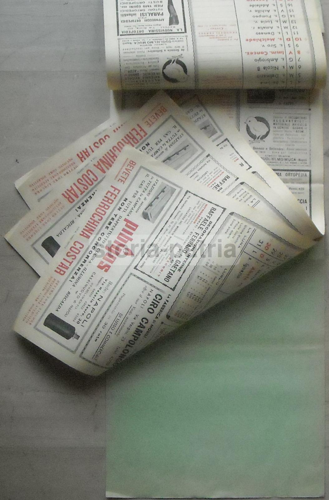 Napoli, Calendario Pubblicitario, Guardasole, Ortopedia, Pibigas, Ferrochina, Caffe immagine 3