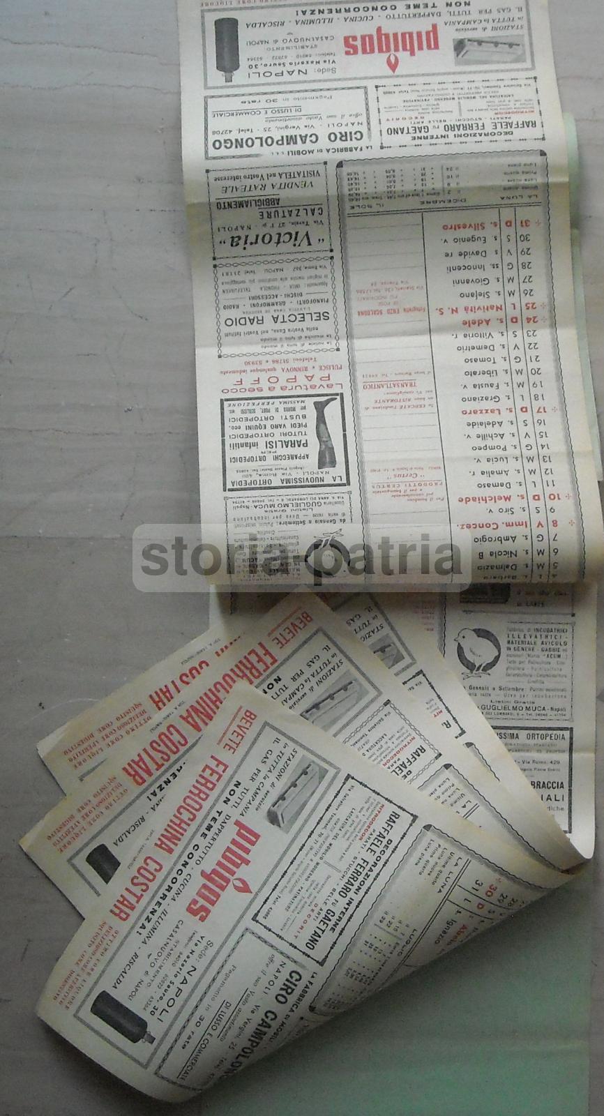 Napoli, Calendario Pubblicitario, Guardasole, Ortopedia, Pibigas, Ferrochina, Caffe immagine 4