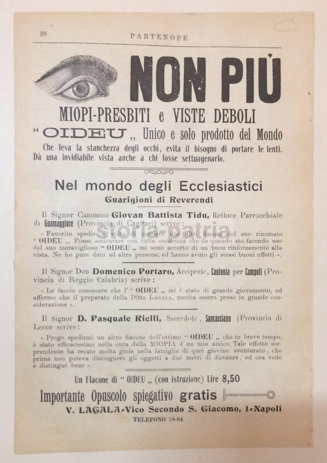 Napoli, Medicina, Oculistica, Occhiali, Collirio Oideu, Sardegna, Calabria, Salento immagine 2