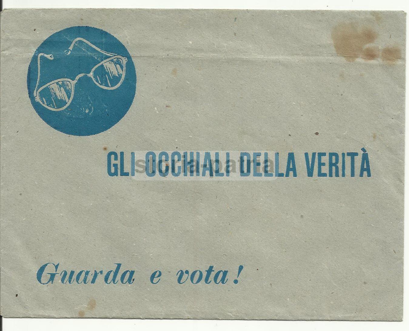 Occhiali, Inusuale Propaganda Elettorale, Busta Pubblicitaria, Guarda E Vota, Rarita immagine 1