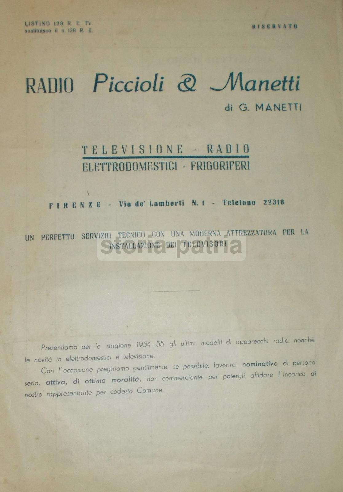 Piccioli Manetti, Firenze, Elettrodomestici, Radio, Televisori, Scrittura, Caffe immagine 1