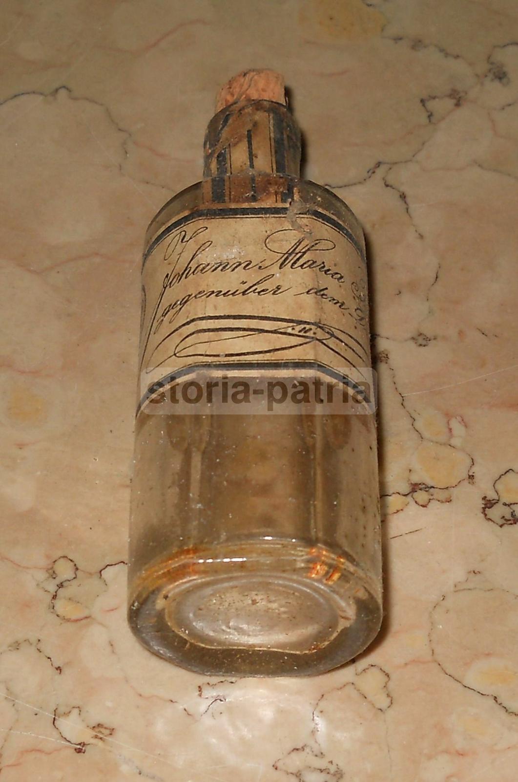 Profumeria, J M Farina, Bottiglia In Vetro, Antica, Decorativa, Araldica, Pubblicita immagine 2