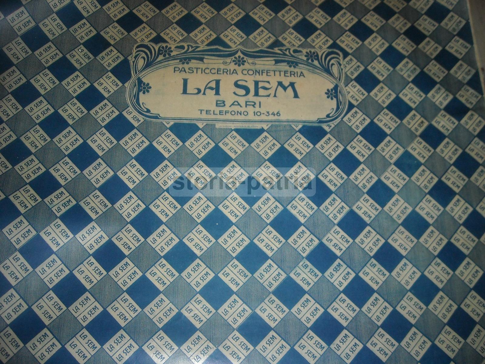 Puglia, Bari, La Sem, Dolciaria, Pasticceria, Carta Da Incarto, Pubblicitaria d'Epoca immagine 1