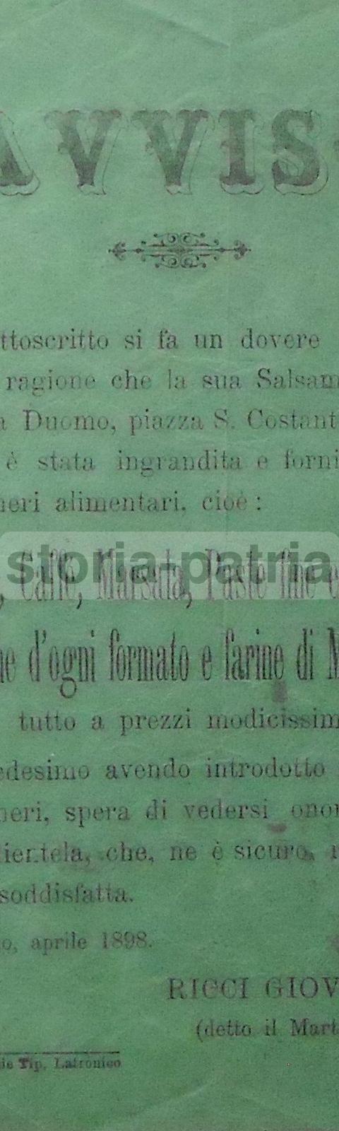 Puglia, Taranto, Monopoli, Martina, Antico Volantino Pubblicitario, Alimentari, Cucina immagine 1