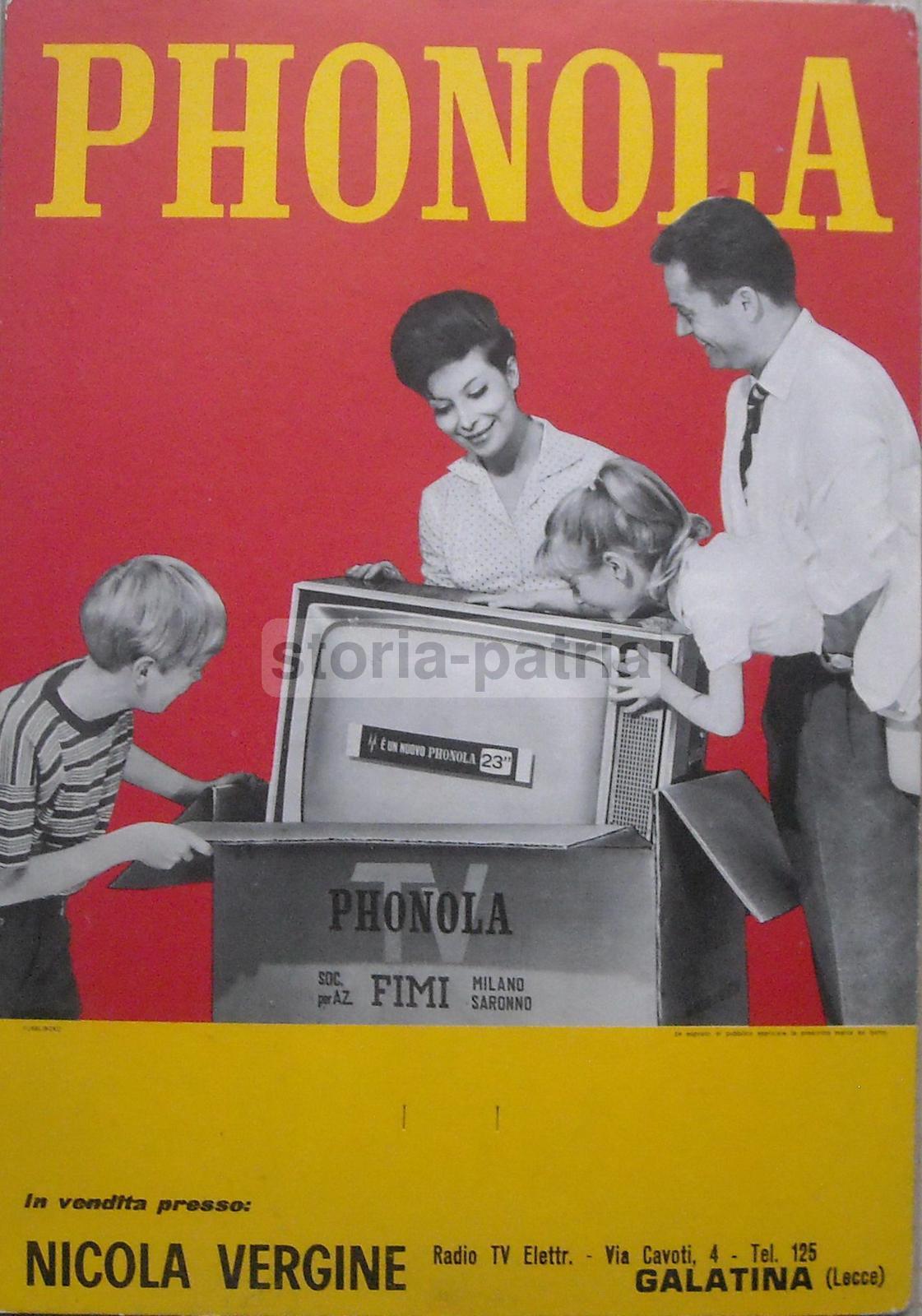 Radiotecnica, Televisione, Televisori Phonola, Bella Pubblicitaria, Galatina, Vergine immagine 1
