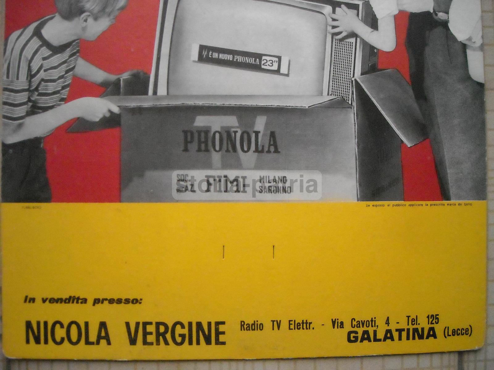 Radiotecnica, Televisione, Televisori Phonola, Bella Pubblicitaria, Galatina, Vergine immagine 4