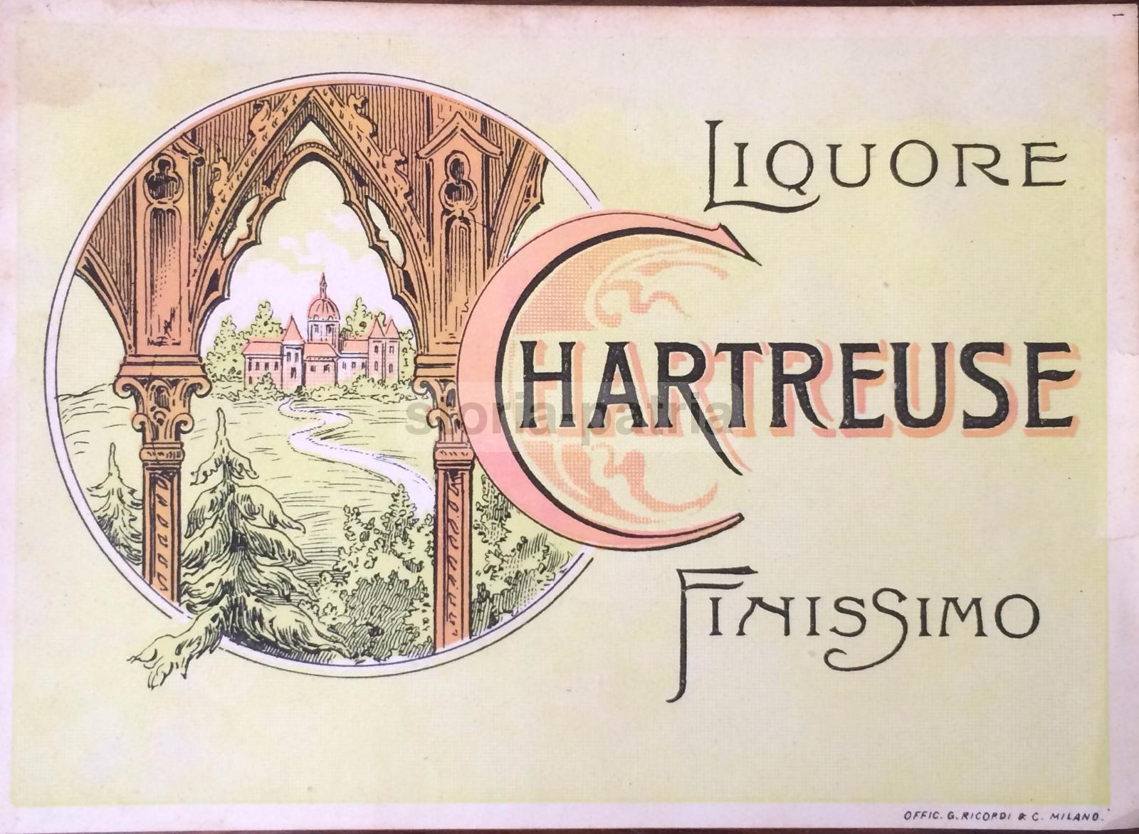Rara Etichetta Pubblicitaria, Liquori, Chartreuse Finissimo, Milano, Ricordi, d'Epoca immagine 2
