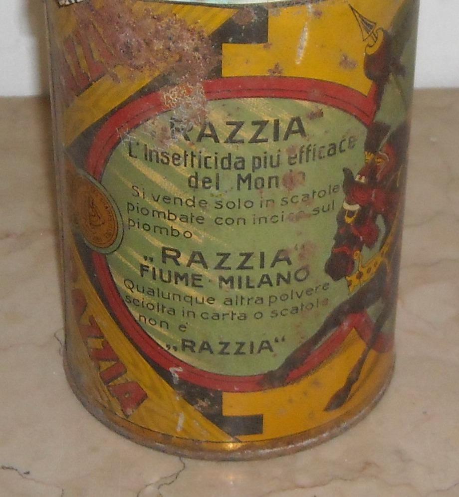 Raro Antico Barattolo In Latta, Insetticida Razzia, Neumann, Fiume, Milano, Araldica immagine 10