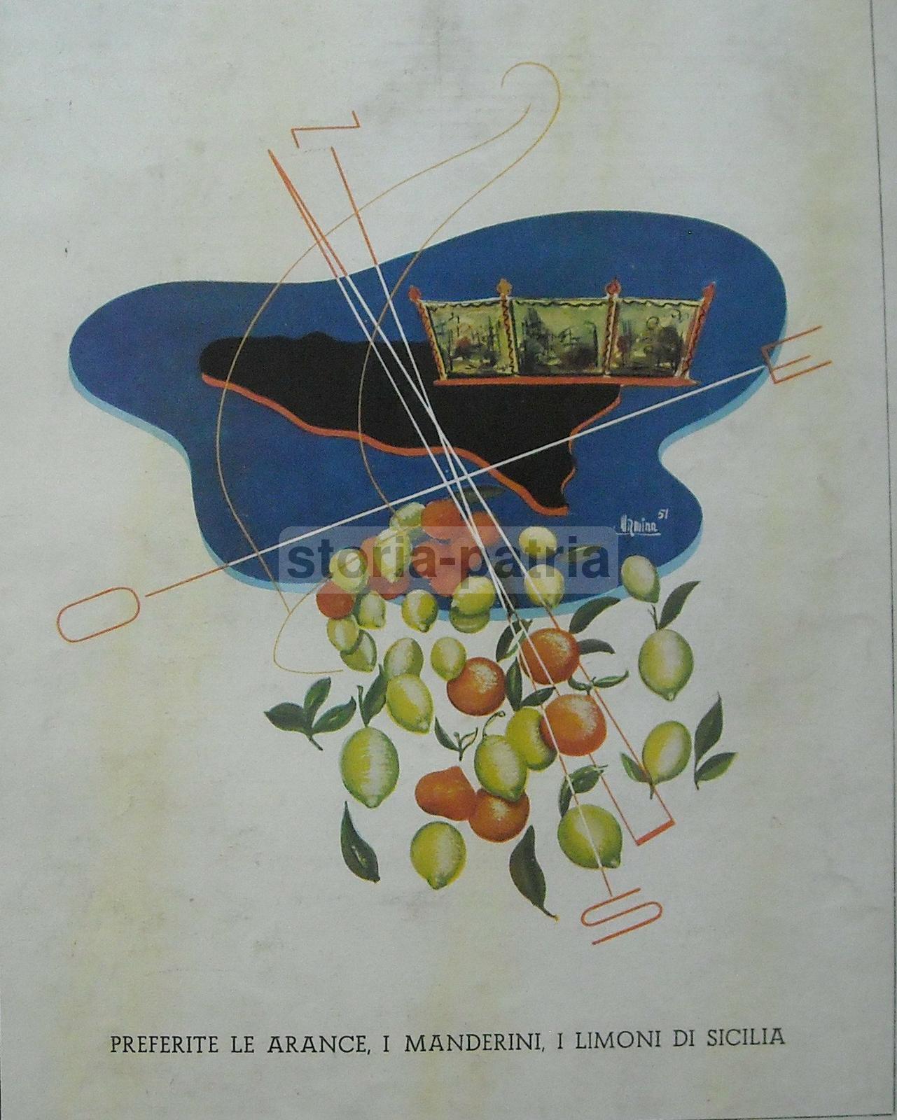 Sicilia, Agrumi Siciliani, Arance, Manderini, Limoni, Allegoria Pubblicitaria, Te Ati immagine 2
